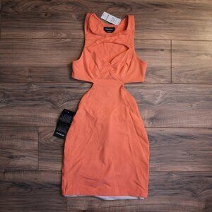 Bebe Cutout Midi Orange Dress